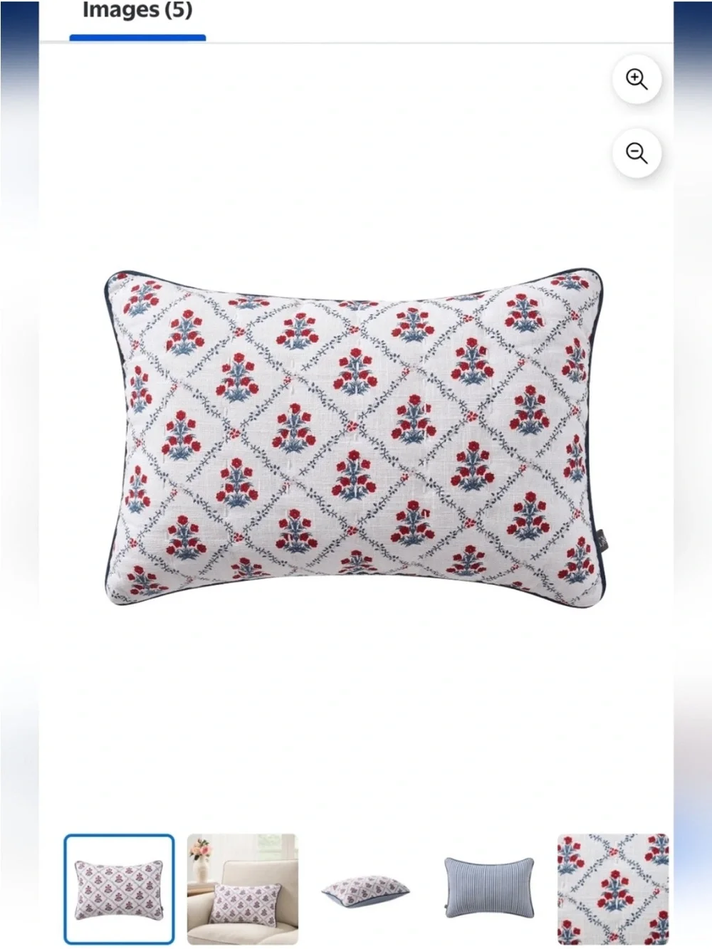 My Texas House Poppy Trellis Decorative Pillow, Red/White/Blue, 19